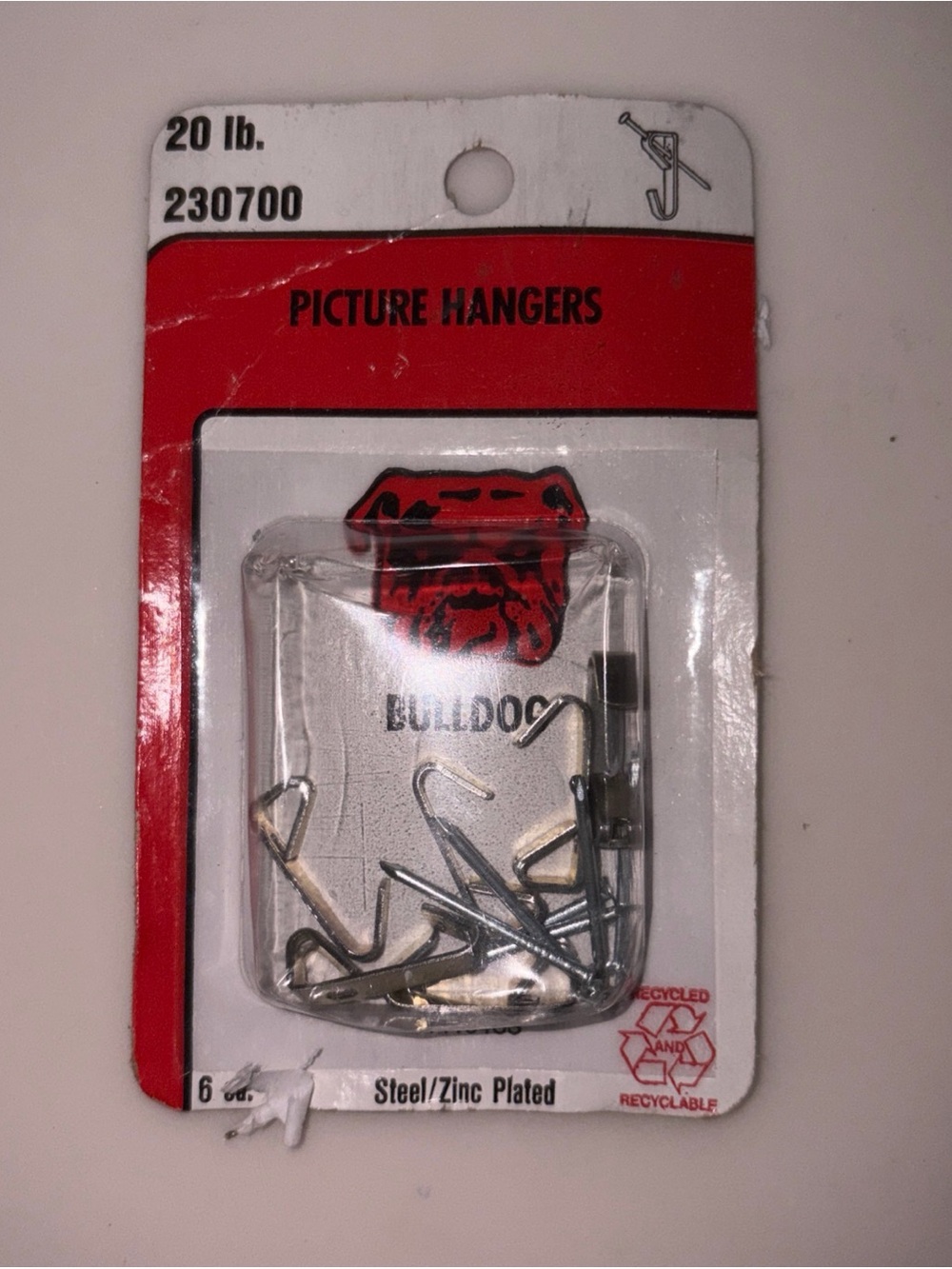 Red Picture Hangers - Steel/Zinc Plated (20 lb)